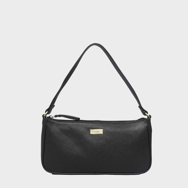 Black leather baguette shoulder bag Clearance