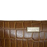 'ZARA' Dark Mustard Croc Real Leather Baguette Shoulder Bag
