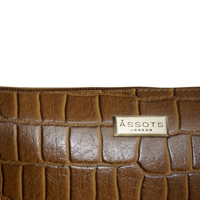 'ZARA' Dark Mustard Croc Real Leather Baguette Shoulder Bag