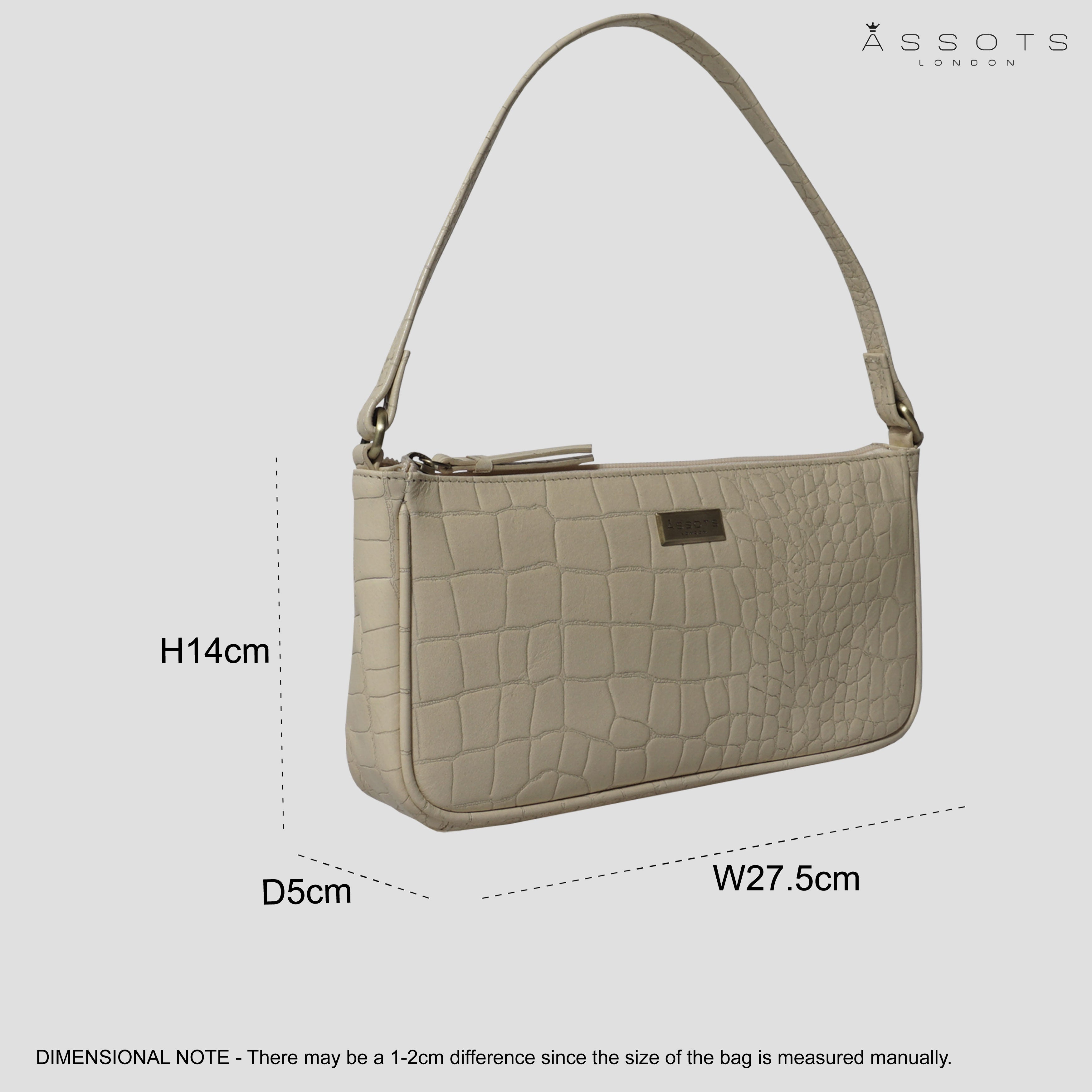 'ZARA' Off White Croc Real Leather Baguette Shoulder Bag
