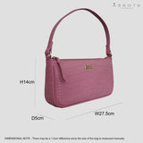 'ZARA' Pink Designer Croc Real Leather Baguette Shoulder Bag