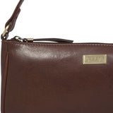 'ZARA' Brown Polished Real Leather Baguette Shoulder Bag