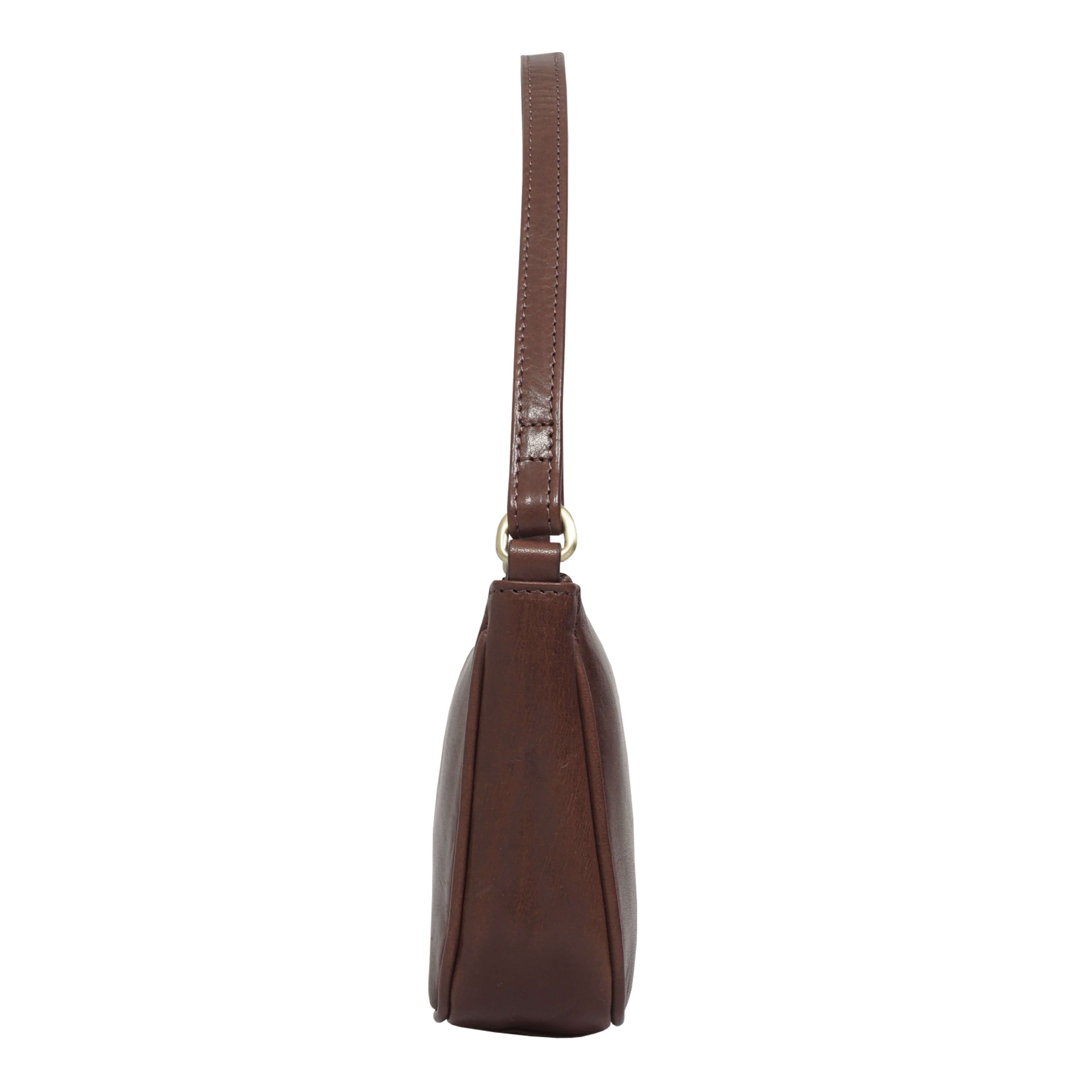 Brown Real VT Leather Baguette 90s Retro Shoulder Bag for Women | Zara