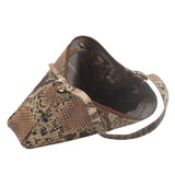 'ZARA' Tan Snake Print Real Leather Baguette Shoulder Bag