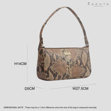 'ZARA' Tan Snake Print Real Leather Baguette Shoulder Bag