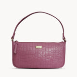 'ZARA' Pink Designer Croc Real Leather Baguette Shoulder Bag