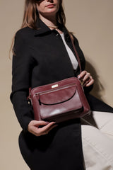 'JEAN' Plum Vegetable Tanned Real Leather Crossbody Bag