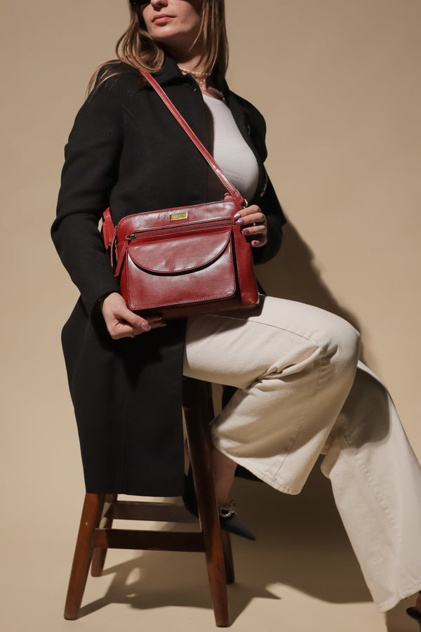 'JEAN' Chilli Pepper Vegetable Tanned Real Leather Crossbody Bag