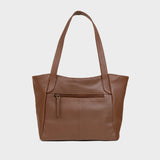 'URBAN TOTE' Tan Pebble Grain Real Leather Work Tote Bag