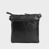 'RUE' Black Polished VT Real Leather Crossbody Bag