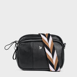 'KEW' Black Soft Nappa Full Grain Real Leather Crossbody Bag