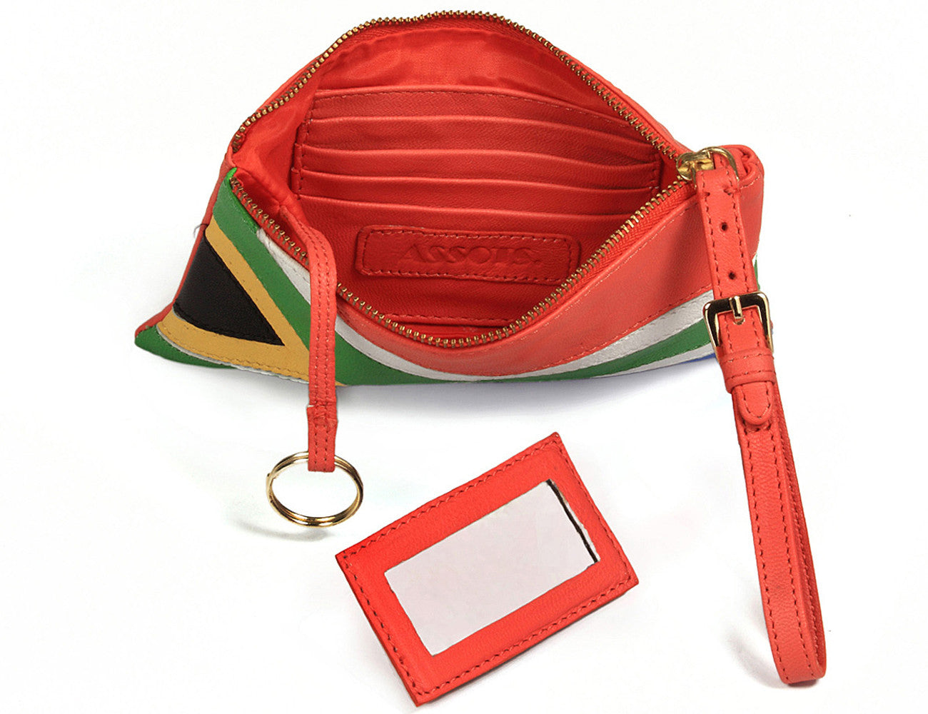 'S. AFRICAN' Country Flag Designer Leather Wristlet