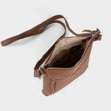 'RUE' Tan Pebble Grain Real Leather Crossbody Bag