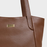 'URBAN TOTE' Tan Pebble Grain Real Leather Work Tote Bag