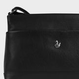 'SANDRA' Black Soft Nappa Full Grain Real Leather Crossbody Bag