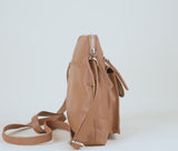 'JEAN' Light Tan Real Soft Pebble Grain Leather Crossbody Bag