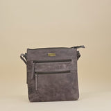 'CORI' Distressed Grey Real Leather Crossbody Bag
