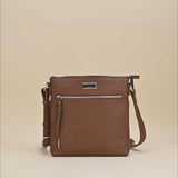 'RUE' Tan Pebble Grain Real Leather Crossbody Bag