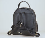 'Betty' Black Zip Top Mini Pebble Grain Leather Backpack
