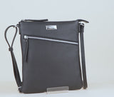 'ROSY' Black Pebble Grain Soft Real Leather Crossbody Bag