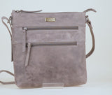 'CORI' Distressed Grey Real Leather Crossbody Bag