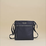 'RUE' Navy Pebble Grain Real Leather Crossbody Bag