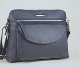 'JEAN' Navy Real Soft Pebble Grain Leather Crossbody Bag