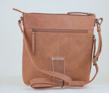 'CORI' Distressed Tan Real Leather Crossbody Bag