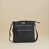 'CORI' Navy Pebble Grain Real Leather Crossbody Bag