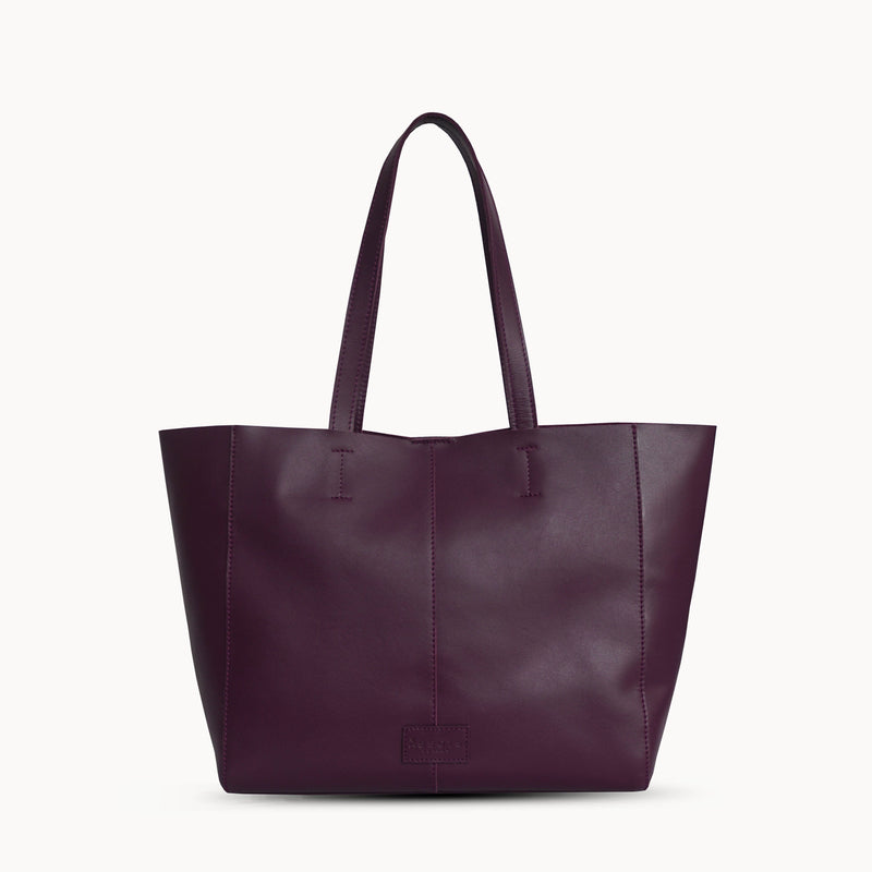 'ABINGDON' Burgundy Real Leather Unlined Designer Tote Bag