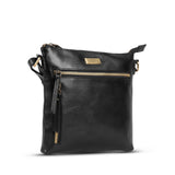 'RUE' Black Polished VT Real Leather Crossbody Bag