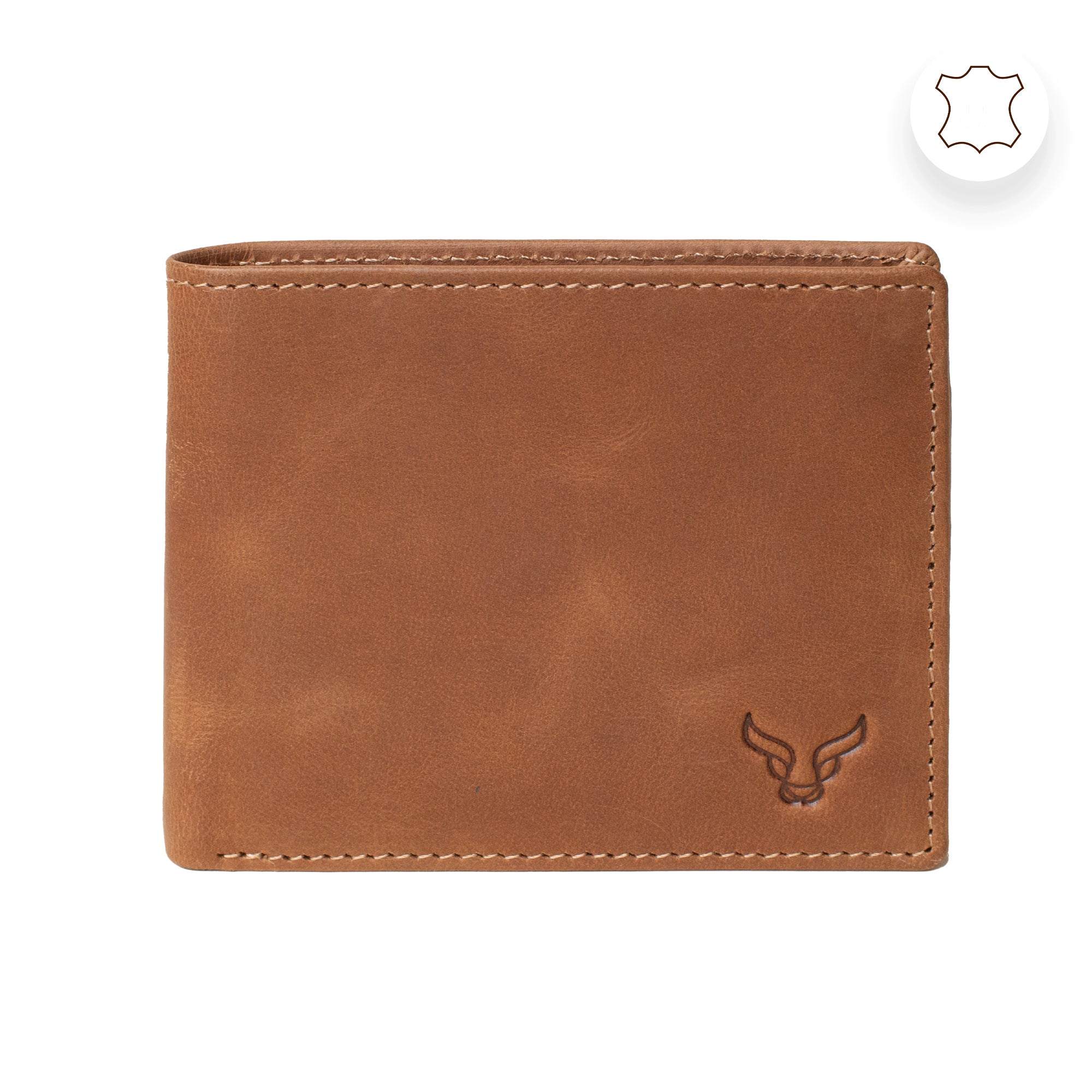 'JACK' Tan Real Leather Men's RFID Slim Bifold Wallet