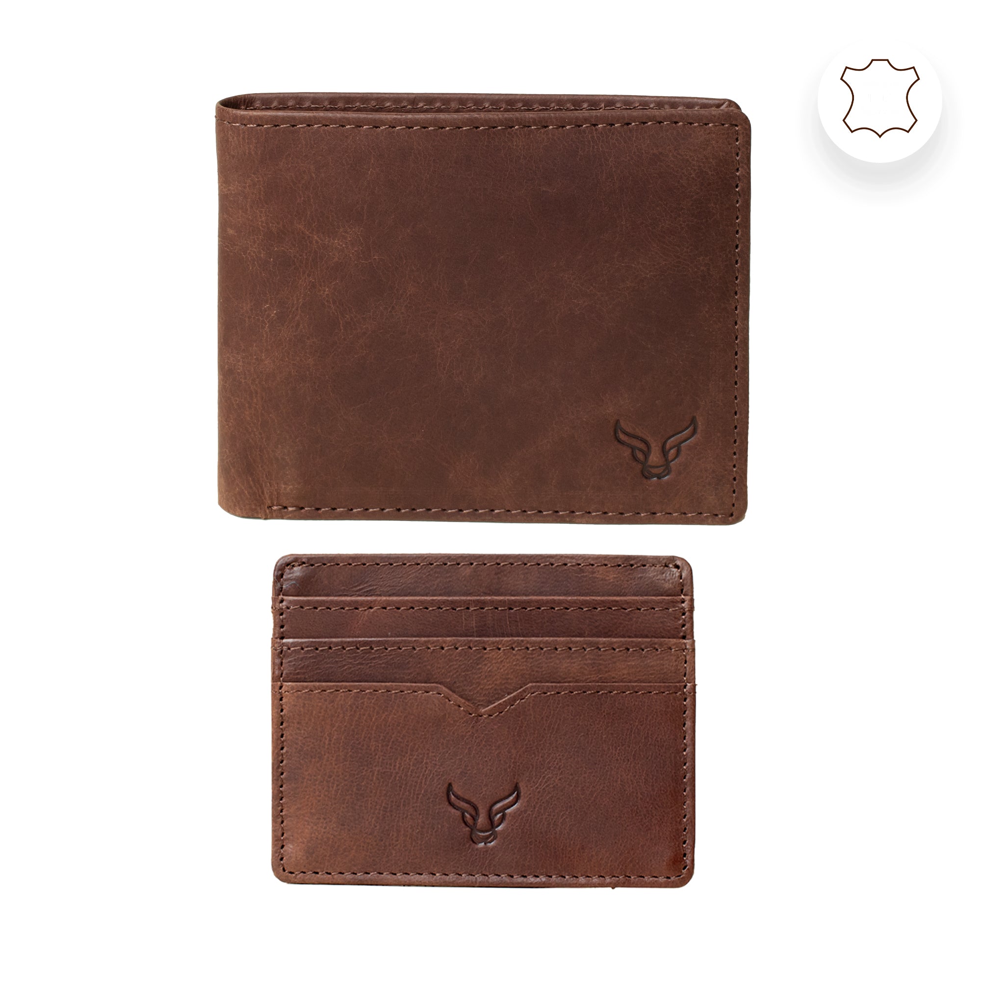'THE PRESTIGE COMBO' Brown Genuine Leather Wallet & Cardholder Combo Gift Box