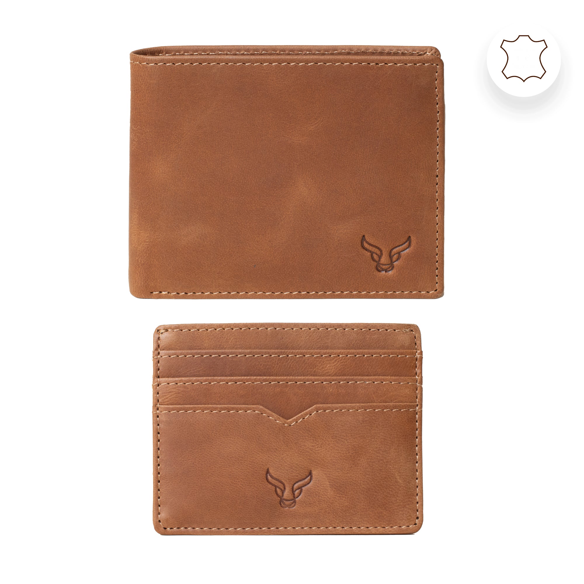 'THE PRESTIGE COMBO' Tan Genuine Leather Wallet & Cardholder Combo Gift Box