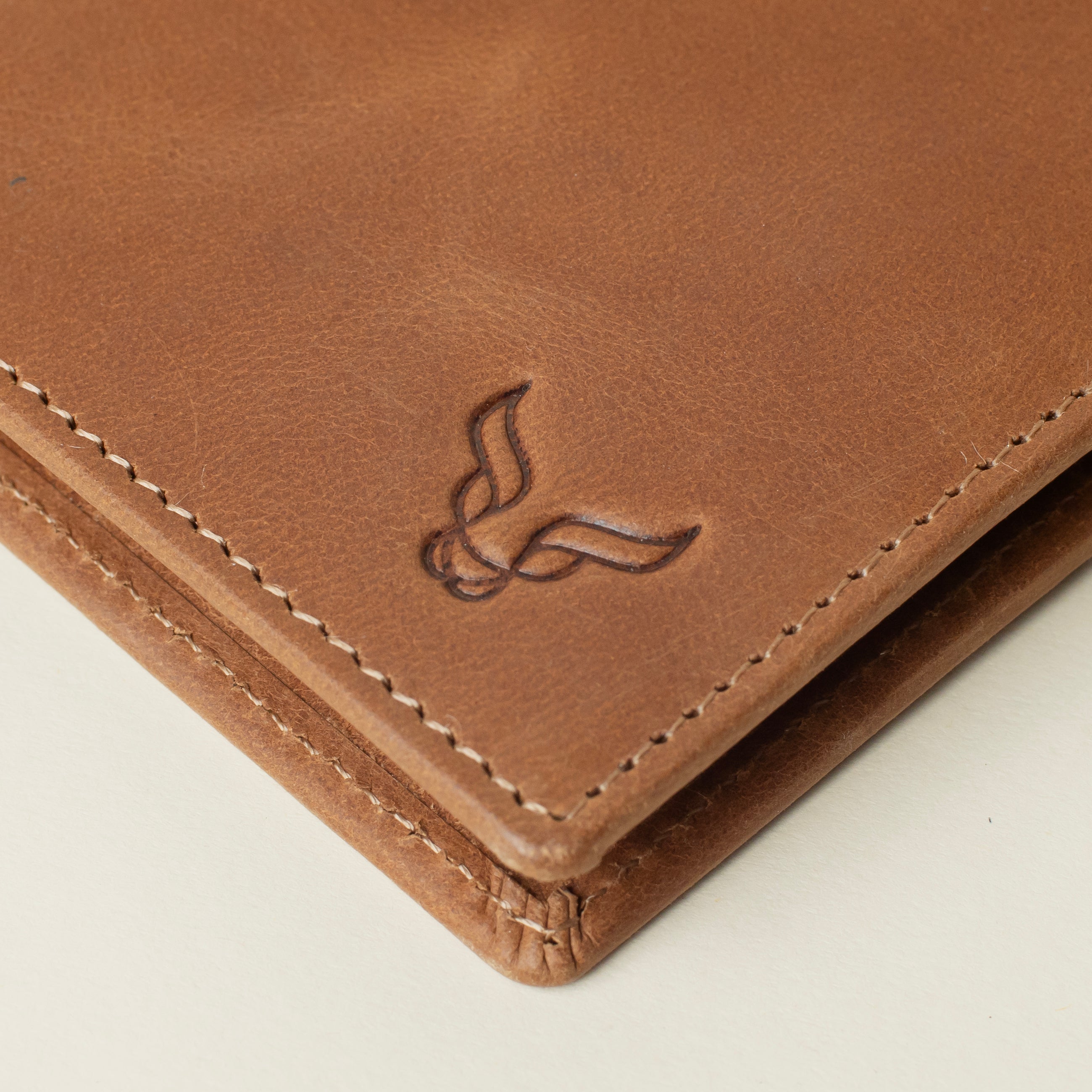 'JACK' Tan Real Leather Men's RFID Slim Bifold Wallet