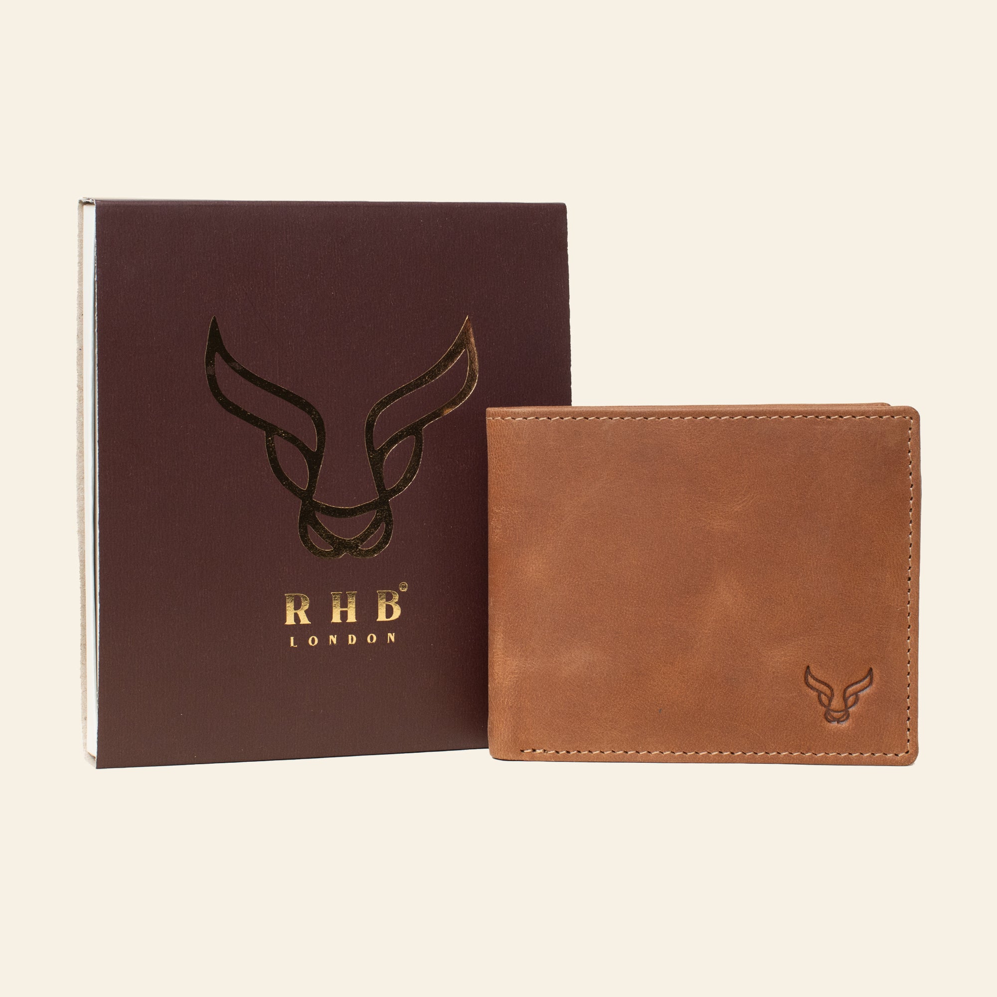 'JACK' Tan Real Leather Men's RFID Slim Bifold Wallet