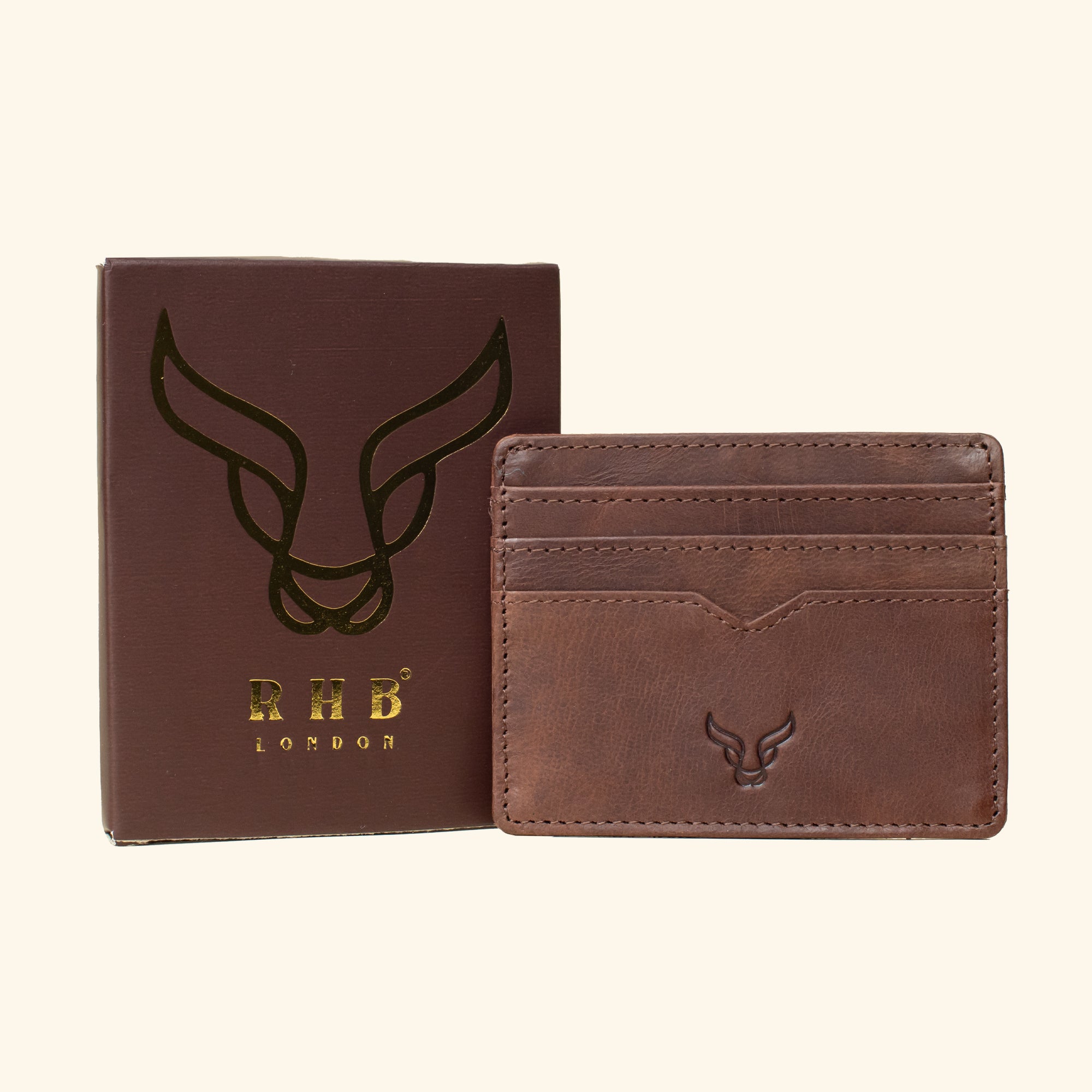 'JILL' Brown Real Leather Slim and Minimalistic RFID Protected Cardholder