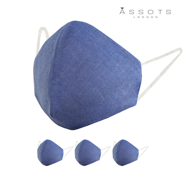 Pack of 3 Pure Cotton 4-layer Protective Premium Unisex Washable Blue Face Mask