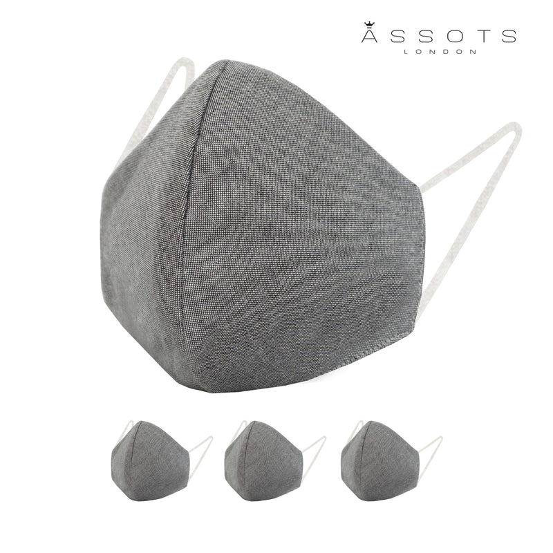 Pack of 3 Pure Cotton 4-layer Protective Premium Unisex Washable Grey Face Mask