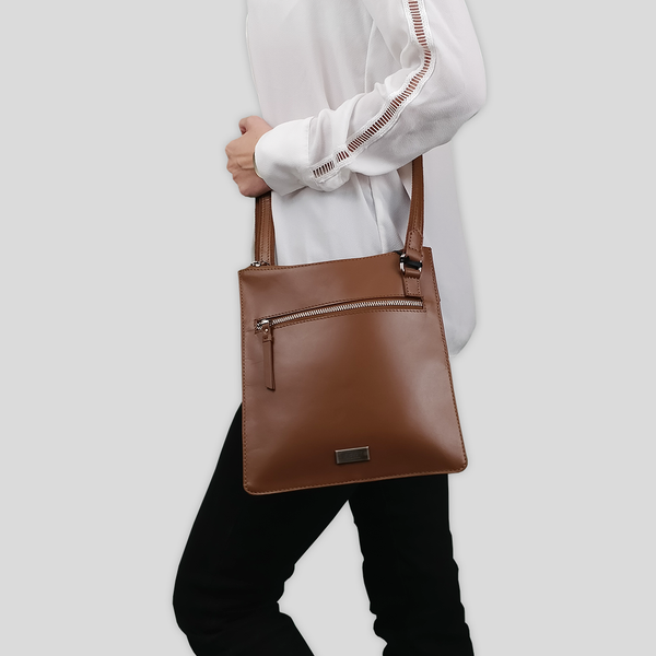 'WILLOW' Tan Smooth Leather Crossbody Bag