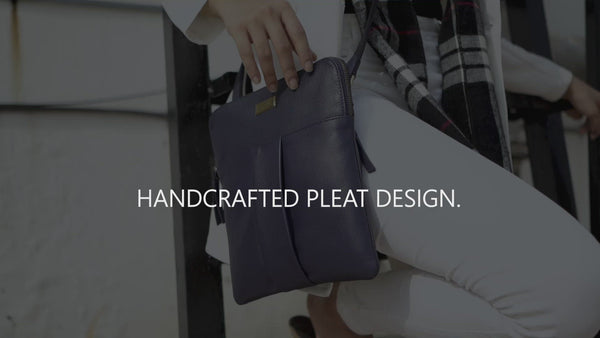 'ELSIE' Paprika Red Pebble Grain Leather Zip Top Crossbody Bag