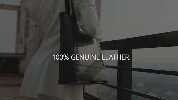 'Barbara' Black Soft Full Grain Leather Tote Bag