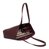 'ADELA' Burgundy Smooth Real Leather Unlined Designer Tote Bag