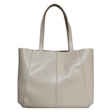 'ADELA' Cream Smooth Real Leather Unlined Designer Tote Bag