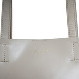 'ADELA' Cream Smooth Real Leather Unlined Designer Tote Bag