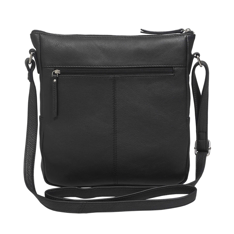 'AGATHA' Black Real Soft Pebble Grain Leather Crossbody Bag