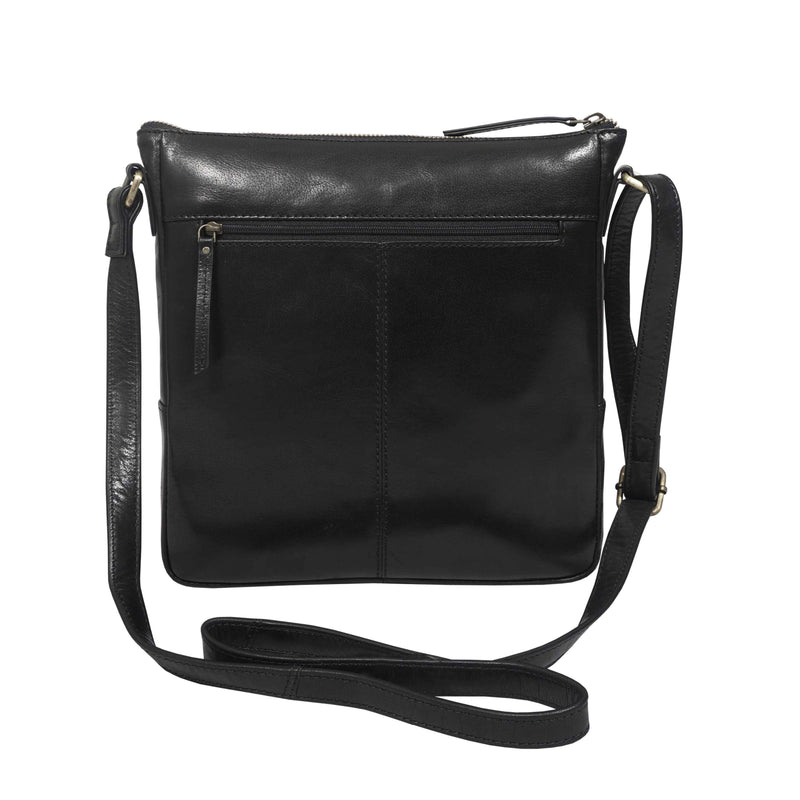 'AGATHA' Black Vintage Polished VT Real Leather Crossbody Bag