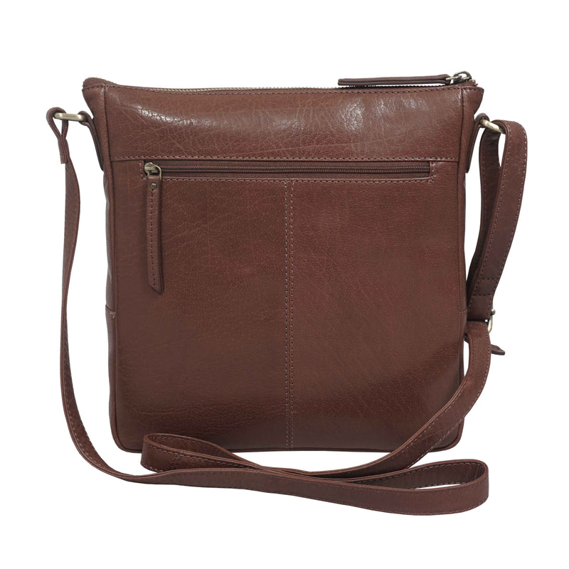 'AGATHA' Brown Vintage Polished VT Real Leather Crossbody Bag