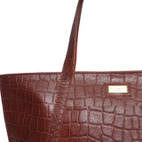 'AGNES' Red Croc Real Leather Designer Tote Bag