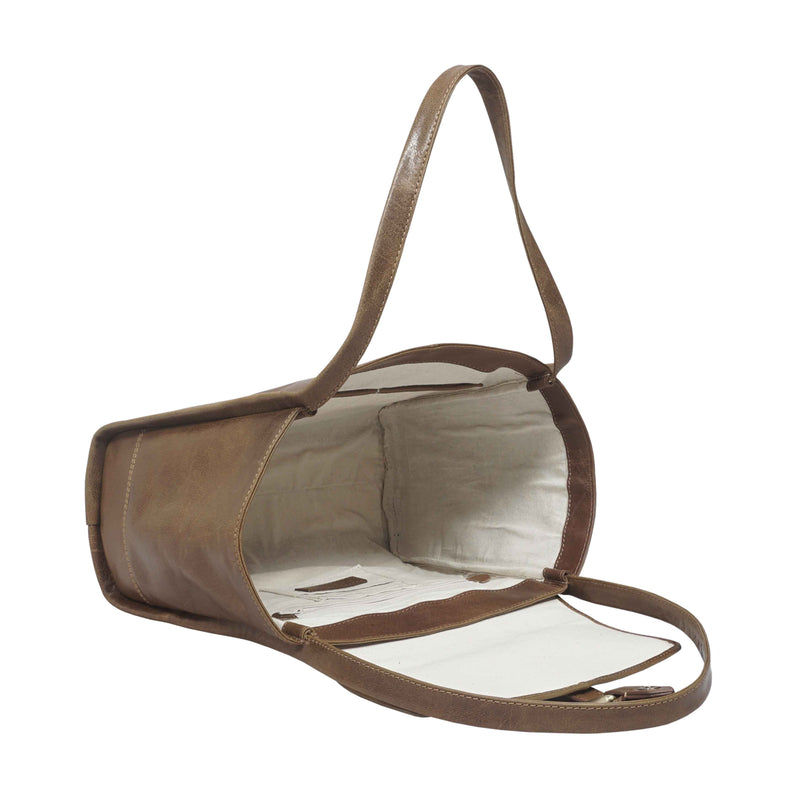 'ALANNAH' Tan Real VT Polished Leather Large Tote Bag